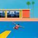 Gemälde Freedom jump von Trevisan Carlo | Gemälde Pop-Art Sport Architektur Öl