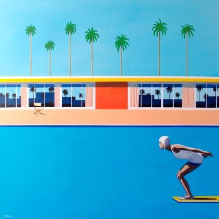 Gemälde California light pool von Trevisan Carlo | Gemälde Pop-Art Öl Architektur, Sport