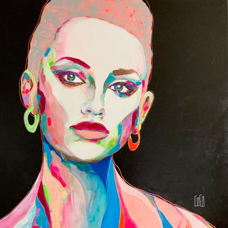 Painting 100x100 « hypnose » by Coco | Painting Figurative Acrylic Portrait