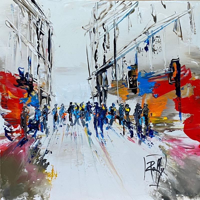 Painting Rue commerçante by Raffin Christian | Painting Figurative Oil Pop icons, Urban