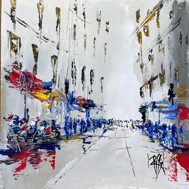 Painting Foule d'un jour by Raffin Christian | Painting Figurative Oil Urban