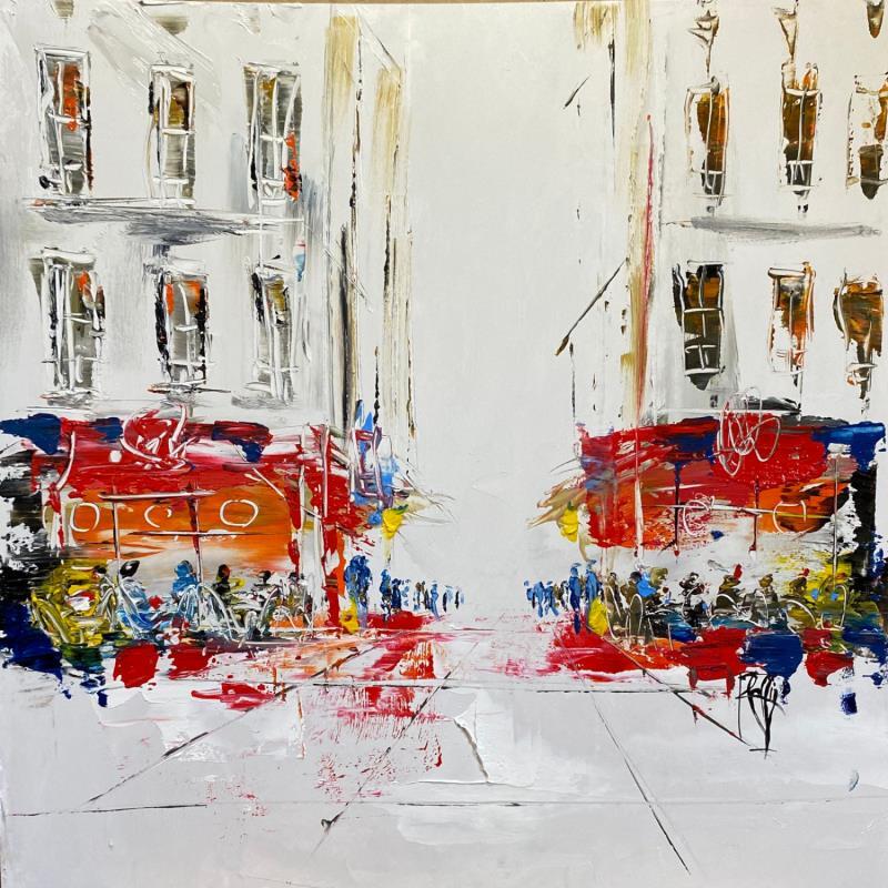Painting Les deux terrasses by Raffin Christian | Painting Figurative Urban Oil