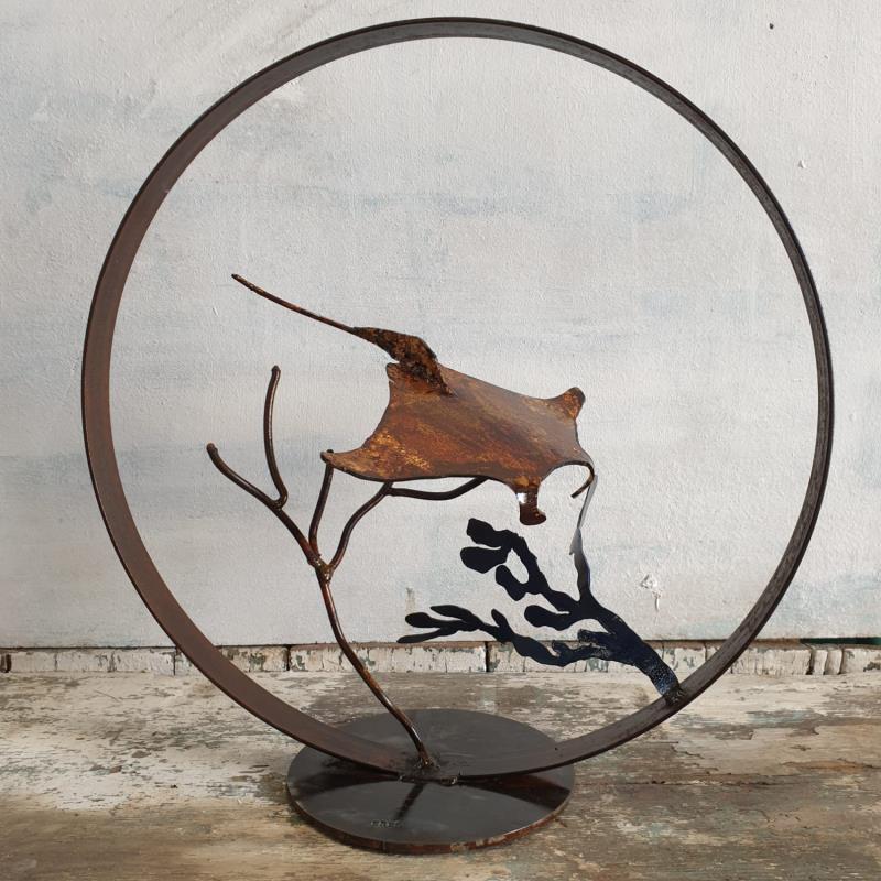 Sculpture Raie pastenague by Eres Nicolas | Sculpture Figurative Animals Metal