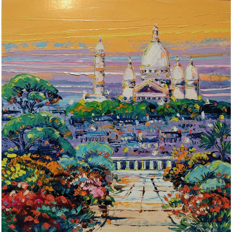 Painting Jolie terasse et Sacré Coeur  by Corbière Liisa | Painting Figurative Landscapes Oil