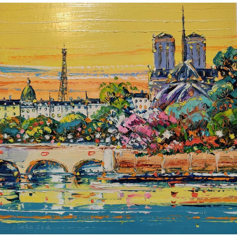 Painting Paris, croisière sur la Seine  by Corbière Liisa | Painting Figurative Landscapes Oil