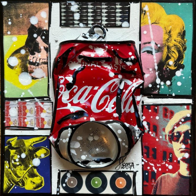 Gemälde POP COKE (marylin) von Costa Sophie | Gemälde Pop-Art Pop-Ikonen Acryl Collage Upcycling