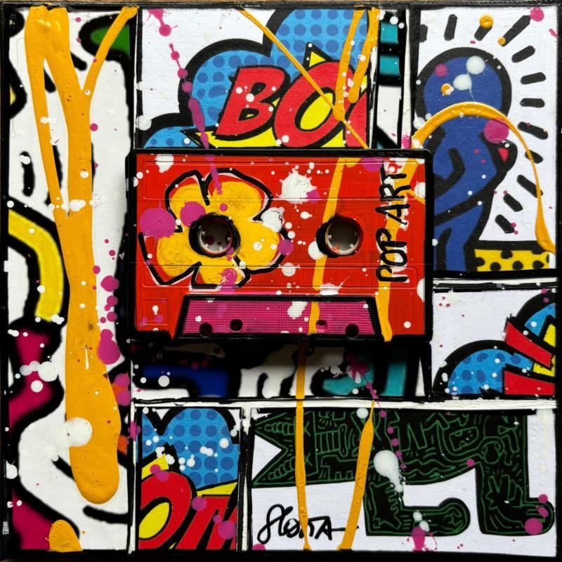 Painting POP k7 Keith by Costa Sophie | Painting Pop-art Pop icons Acrylic Gluing Upcycling