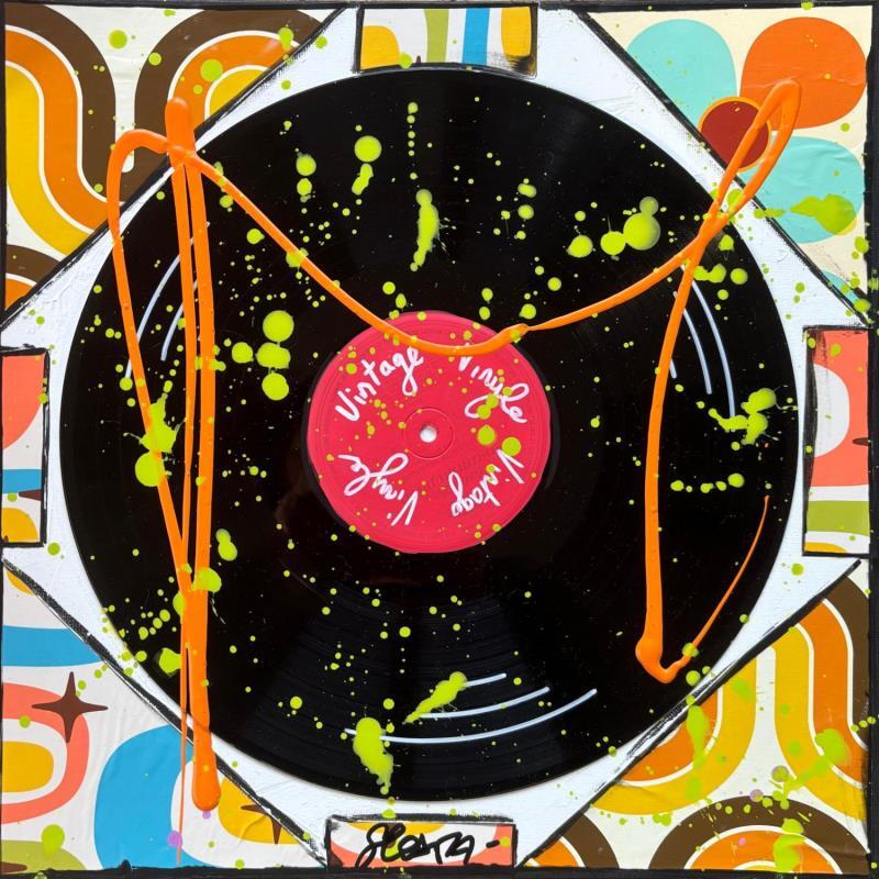 Painting Vintage vinyle by Costa Sophie | Painting Pop-art Acrylic Gluing Upcycling