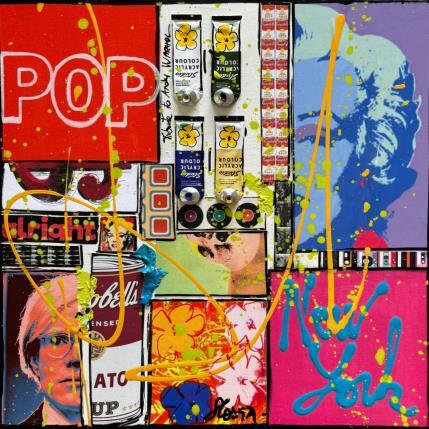 Painting POP NY (Warhol) by Costa Sophie | Painting Pop-art Acrylic, Gluing, Upcycling Pop icons