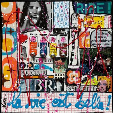 Painting La vie est belle ! (RIRE) by Costa Sophie | Painting Pop-art Acrylic, Gluing, Upcycling