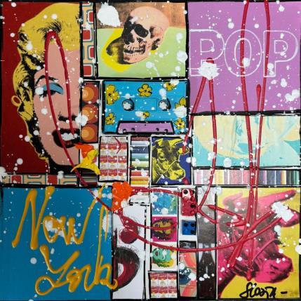 Gemälde POP NY (Marylin) von Costa Sophie | Gemälde Pop-Art Acryl, Collage, Upcycling