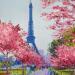 Gemälde Vive le printemps à paris von Degabriel Véronique | Gemälde Figurativ Landschaften Urban Alltagsszenen Öl