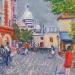 Peinture Place du tertre à paris par Degabriel Véronique | Tableau Figuratif Paysages Urbain Scènes de vie Huile