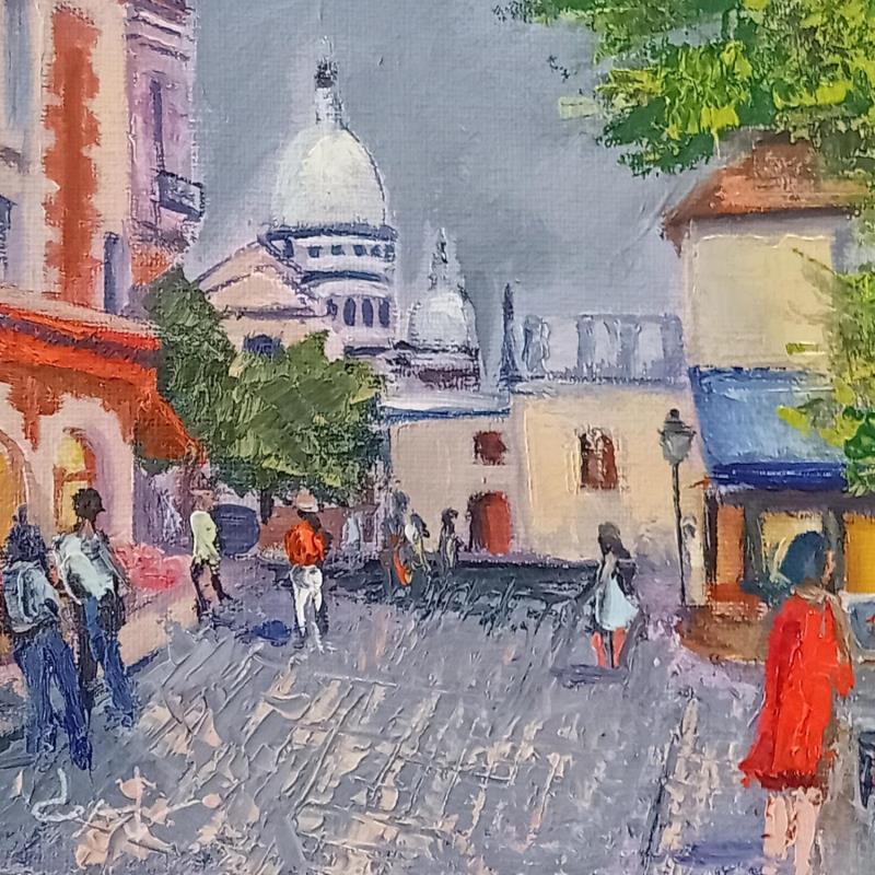 Gemälde Place du tertre à paris von Degabriel Véronique | Gemälde Figurativ Landschaften Urban Alltagsszenen Öl