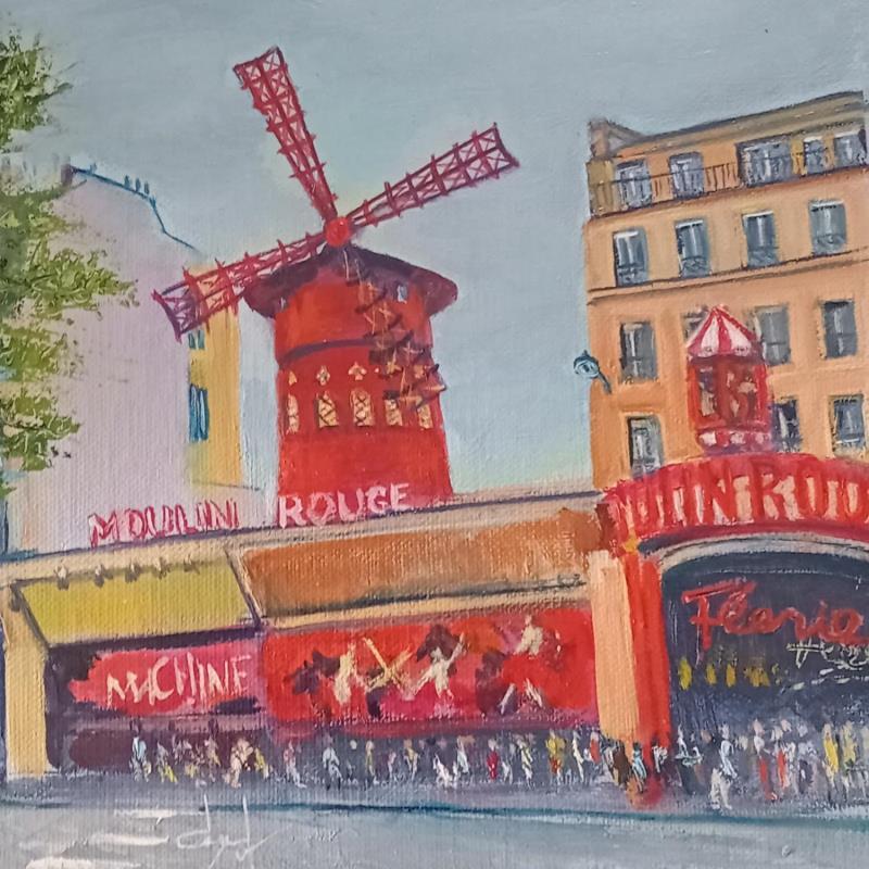 Peinture Ce soir on sort au moulin rouge par Degabriel Véronique | Tableau Figuratif Paysages Urbain Scènes de vie Huile