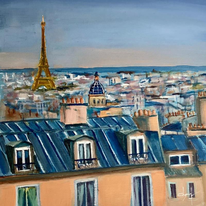 Gemälde Sur les toits de Paris  von Degabriel Véronique | Gemälde Figurativ Landschaften Urban Alltagsszenen Öl