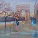 Gemälde Promenade aux champs Élysées  von Degabriel Véronique | Gemälde Figurativ Landschaften Urban Alltagsszenen Öl