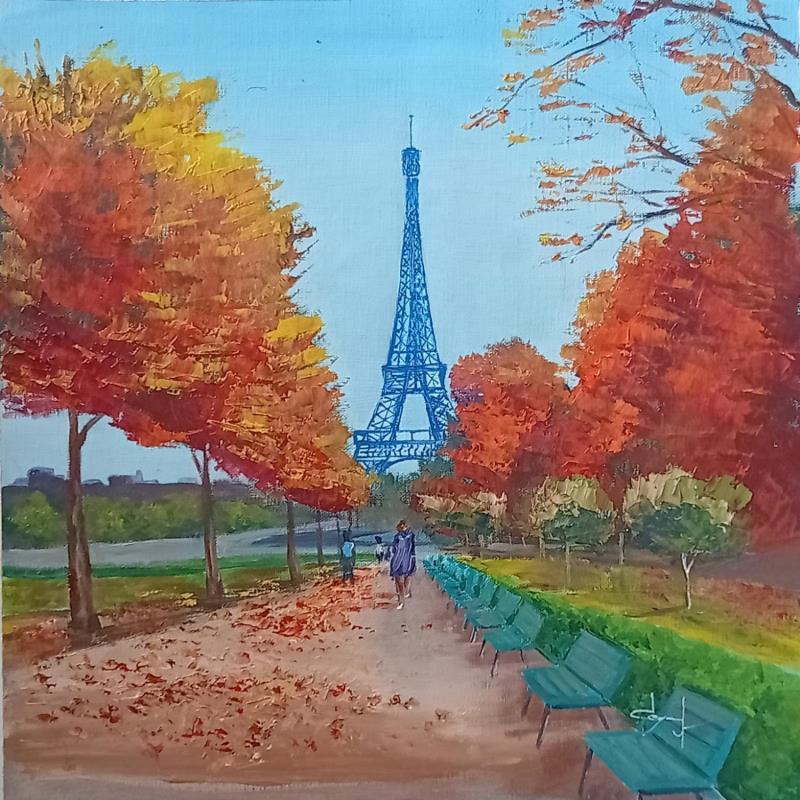 Peinture Couleurs d’automne à Paris  par Degabriel Véronique | Tableau Figuratif Huile Paysages, Scènes de vie, Urbain