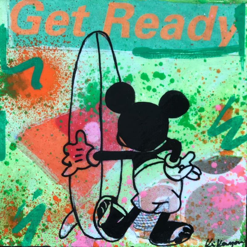 Peinture Mickey surf par Kikayou | Tableau Pop-art Icones Pop Graffiti Acrylique Collage