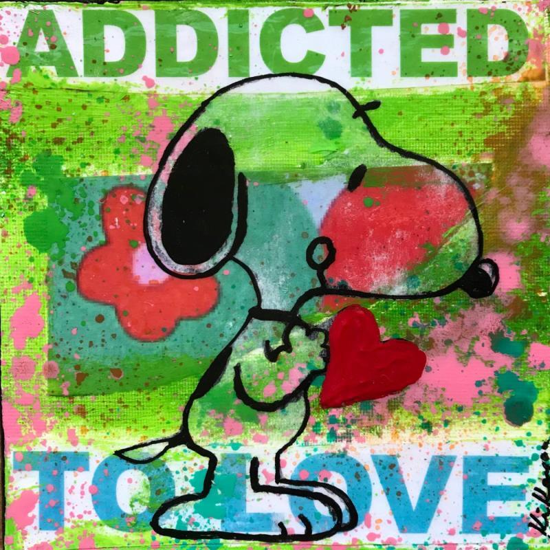 Painting Snoopy love by Kikayou | Painting Pop-art Pop icons Graffiti Acrylic Gluing