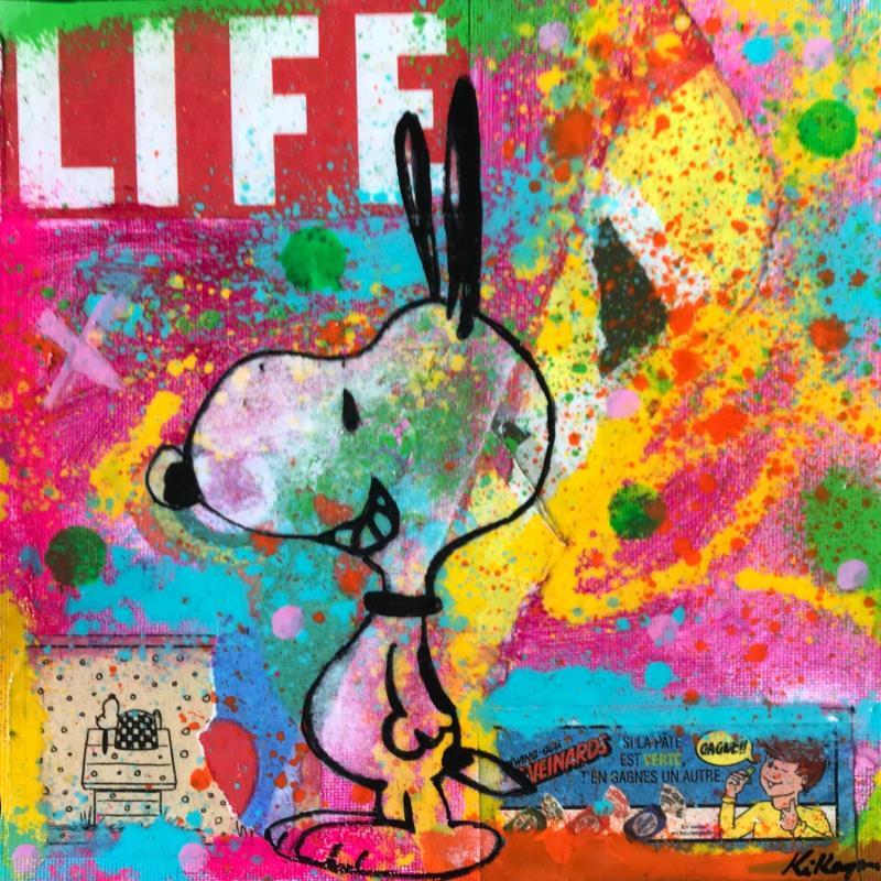 Painting Snoopy Life by Kikayou | Painting Pop-art Pop icons Graffiti Acrylic Gluing