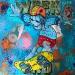 Gemälde Donald skate von Kikayou | Gemälde Pop-Art Pop-Ikonen Graffiti Acryl Collage