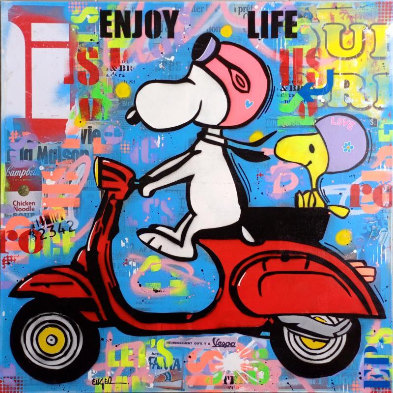 Painting ENJOY LIFE by Euger Philippe | Painting Pop-art Acrylic, Gluing Pop icons