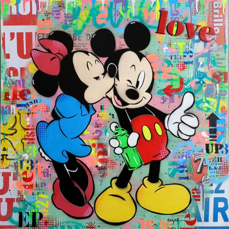 Painting LOVE CRUSH by Euger Philippe | Painting Pop-art Acrylic, Gluing, Graffiti Pop icons