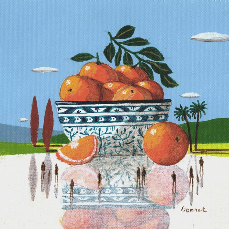 Gemälde coupe de fruits von Lionnet Pascal | Gemälde Surrealismus Landschaften Alltagsszenen Stillleben Acryl