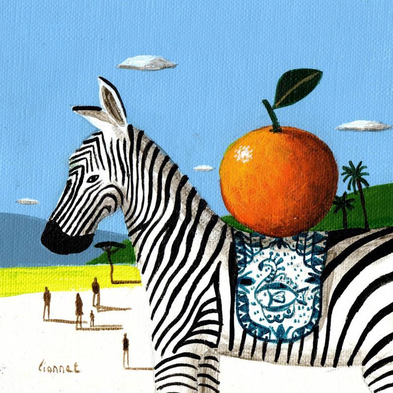 Painting zèbre à l'orange by Lionnet Pascal | Painting Surrealism Acrylic Animals, Landscapes, Life style