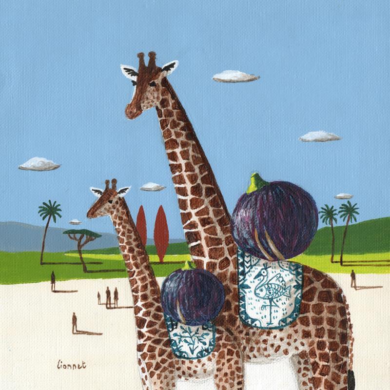Peinture Girafes par Lionnet Pascal | Tableau Surréalisme Acrylique Animaux, Paysages, Scènes de vie