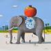 Painting éléphant à la grenade by Lionnet Pascal | Painting Surrealism Landscapes Life style Animals Acrylic