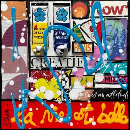 Painting La vie est belle ! by Costa Sophie | Painting Pop-art Acrylic, Gluing, Upcycling Pop icons