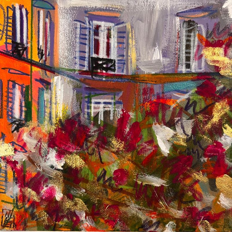 Painting Paris en fleurs by Anicet Olivier | Painting Figurative Urban Architecture Acrylic Pastel