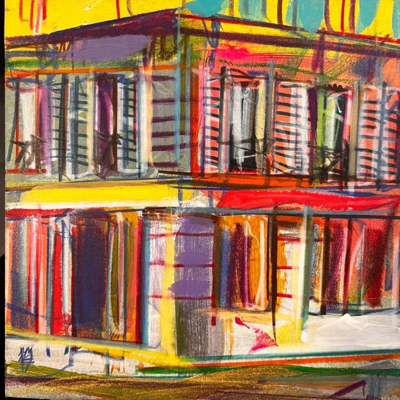 Painting La grille est ouverte by Anicet Olivier | Painting Figurative Acrylic, Pastel Architecture, Pop icons, Urban