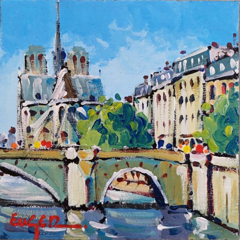 Painting NOTRE DAME DE PARIS by Euger | Painting Figurative Acrylic Landscapes, Life style, Urban