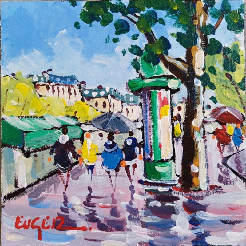 Painting LES BOUQUINISTES RIVE GAUCHE by Euger | Painting Figurative Landscapes Urban Life style Acrylic