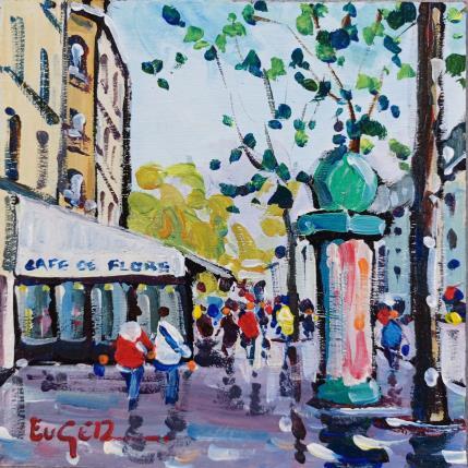 Painting SUR LE BOULEVARD SAINT GERMAIN A PARIS by Euger | Painting Figurative Acrylic Life style, Society, Urban