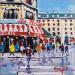 Peinture LA ROTONDE PLACE ESTIENNE D'ORVES A PARIS par Euger | Tableau Figuratif Société Urbain Scènes de vie Acrylique