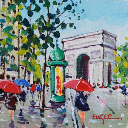 Painting PLUIE PRES DE L'ARC DE TRIOMPHE by Euger | Painting Figurative Acrylic Life style, Pop icons, Society, Urban