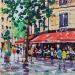 Peinture  TERRASSE LE METRO A PARIS par Euger | Tableau Figuratif Société Urbain Scènes de vie Acrylique