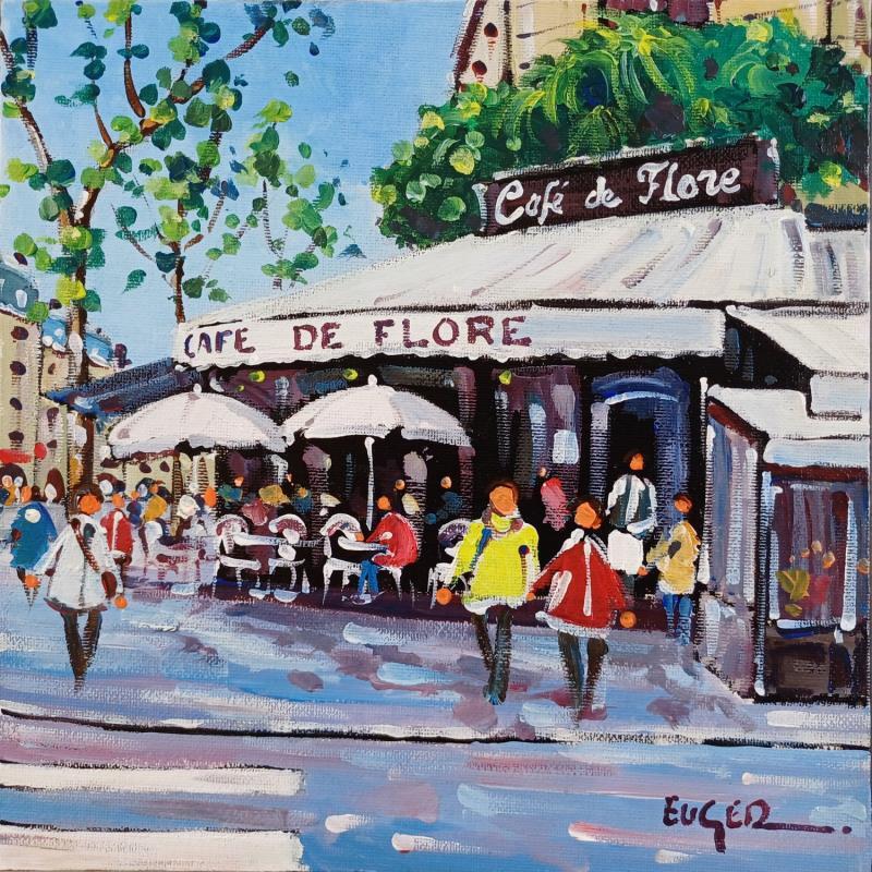 Painting AU CAFE DE FLORE by Euger | Painting Figurative Society Urban Life style Acrylic