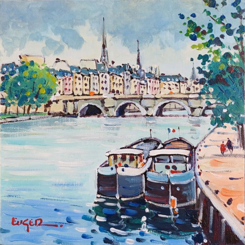 Painting LE PONT NEUF A PARIS by Euger | Painting Figurative Acrylic Landscapes, Life style, Urban