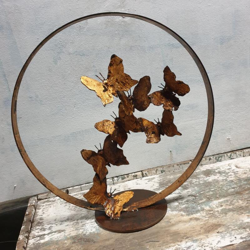 Sculpture Envolée de papillon by Eres Nicolas | Sculpture Figurative Metal Animals