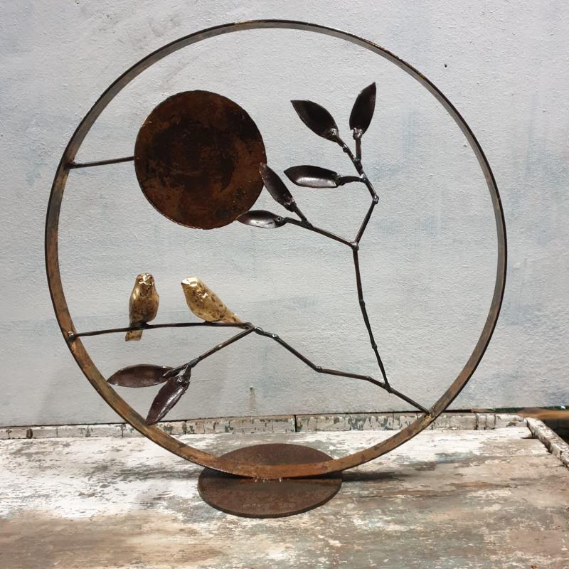 Skulptur oiseaux au clair de lune von Eres Nicolas | Skulptur Figurativ Tiere Metall