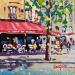 Gemälde TERRASSE ENSOLEILLEE A PARIS von Euger | Gemälde Figurativ Urban Alltagsszenen Acryl