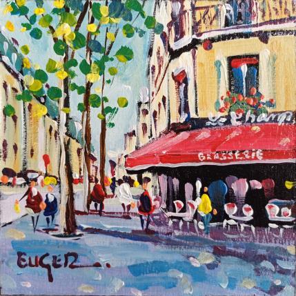 Painting BRASSERIE LE CHAMP DE MARS A PARIS by Euger | Painting Figurative Acrylic Life style, Urban