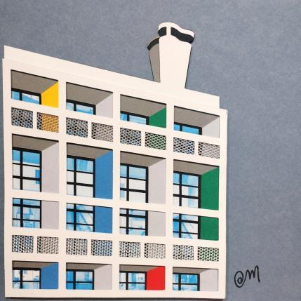 Gemälde UH Le corbusier Grey von Marek | Gemälde Materialismus Acryl, Collage, Pappe Architektur, Minimalistisch, Pop-Ikonen, Urban