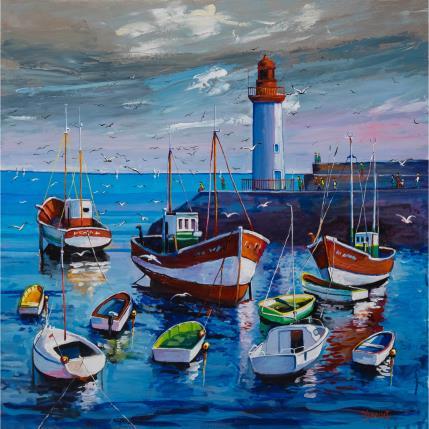 Painting Île d'Oléron, le port de la Cotinière by Cédanne | Painting Figurative Acrylic, Oil Landscapes, Marine