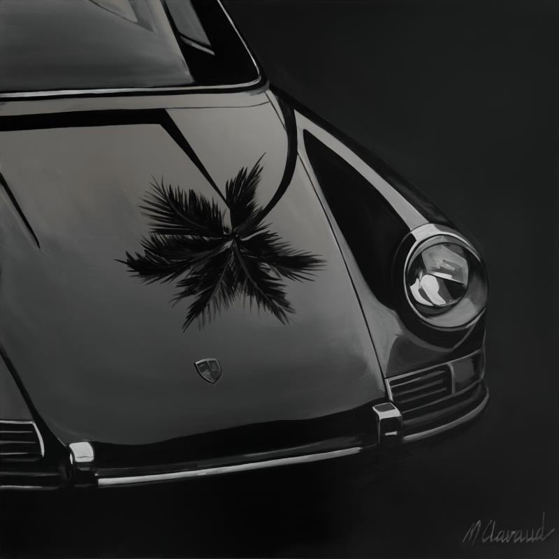 Painting BLACK PORSCHE by Clavaud Morgane | Painting Figurative Landscapes Life style Minimalist Acrylic